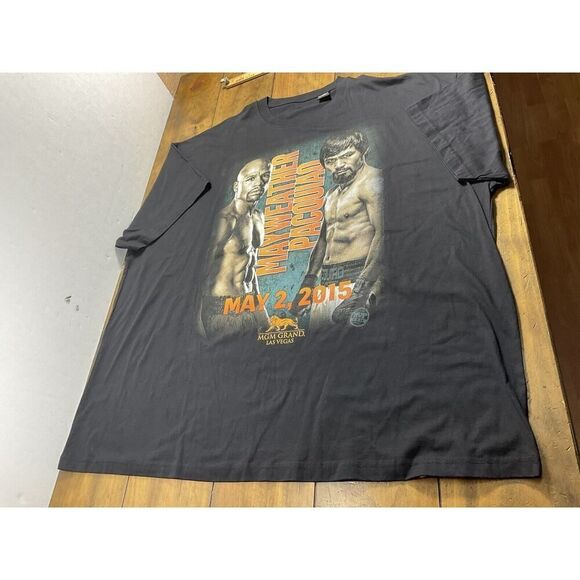 Manny Pacquiao vs. Mayweather Graphic Tee T-Shirt 5XL Big Black MGM 2015 Cotton - Picture 1 of 6